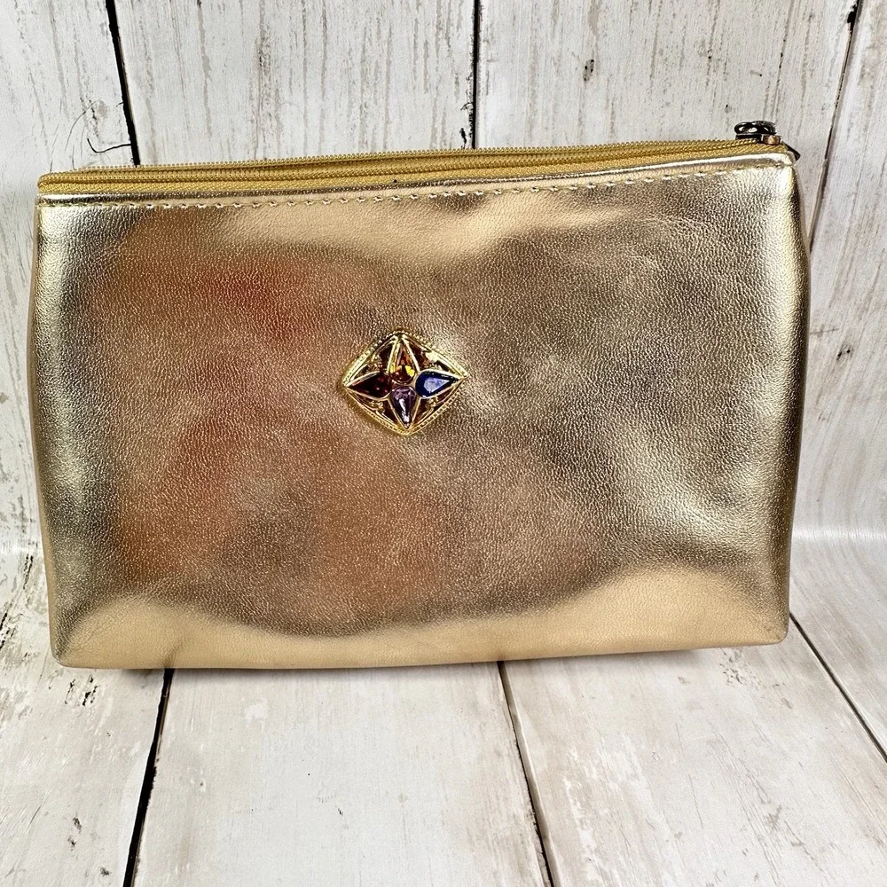 Cityside‎ Hollywood Florida Vintage Zip Clutch Purse Gold